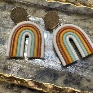 Plunder Orange and Green Jewelry Statement Earrings